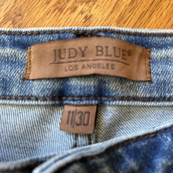 Judy Blue Jeans Womens 11/30 Plaid Cuffed High Waist Straight Stone Wash Stretch - Picture 6 of 9